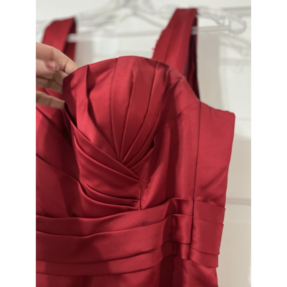 Damas Womens Bride Size L Red Floor Length Formal Gown Prom Elegant Tie Back - Picture 3 of 16